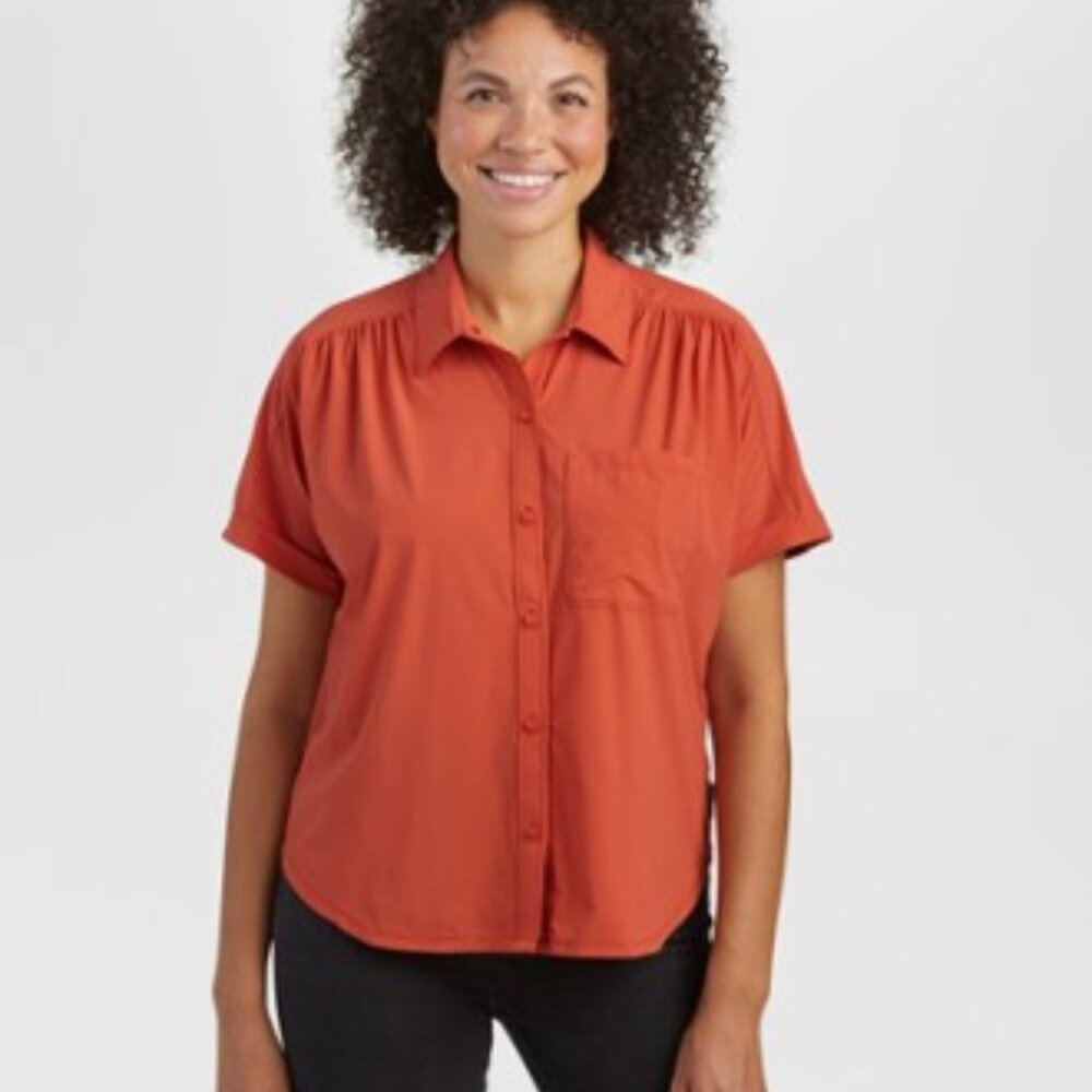 Outdoor Research Astroman UPF 30 Sun Shirt Short Sleeve Pocket Red - Picture 4 of 15